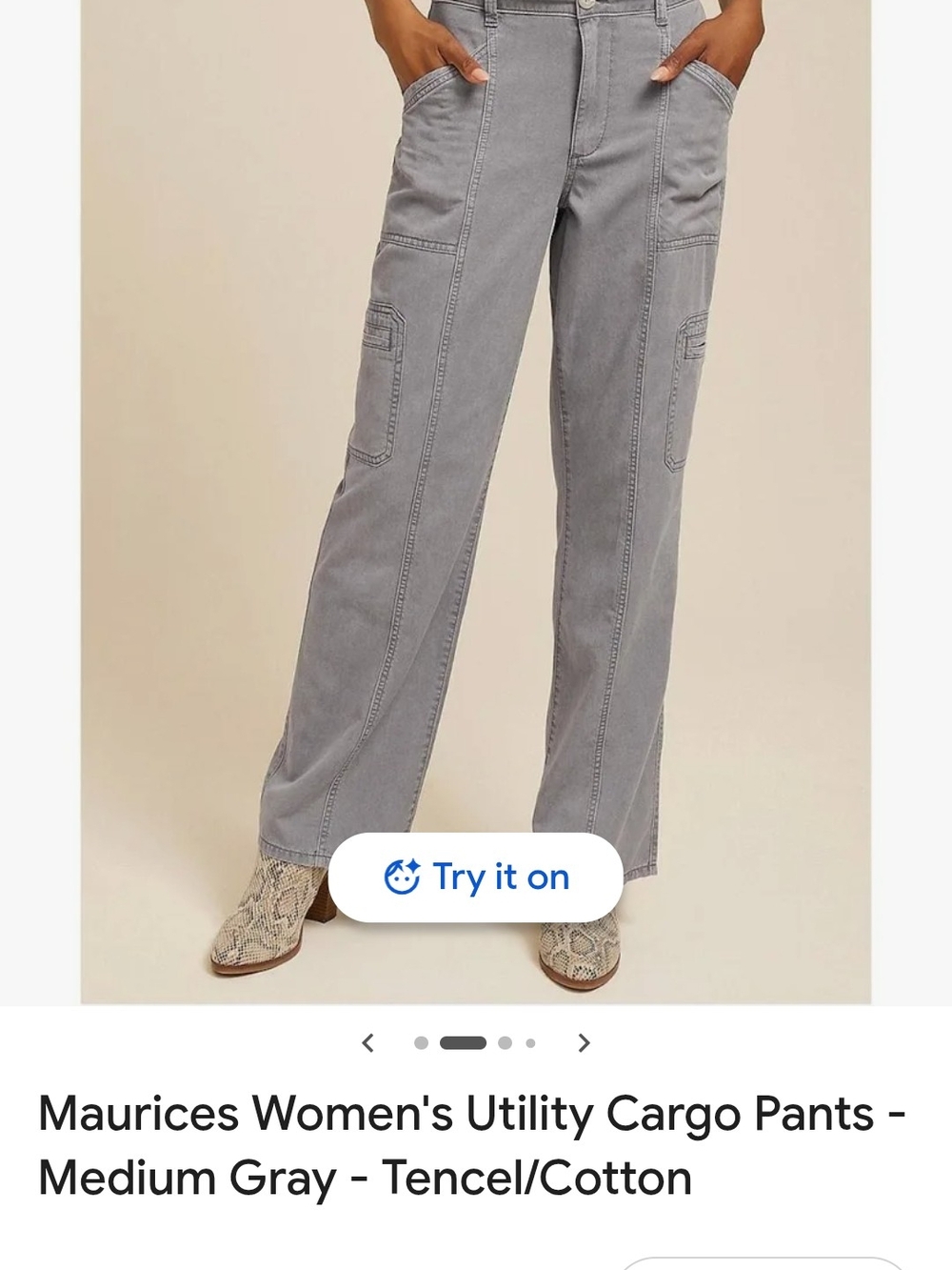 Maurices Wide Leg Utility Cargo Pants - Light Gray
